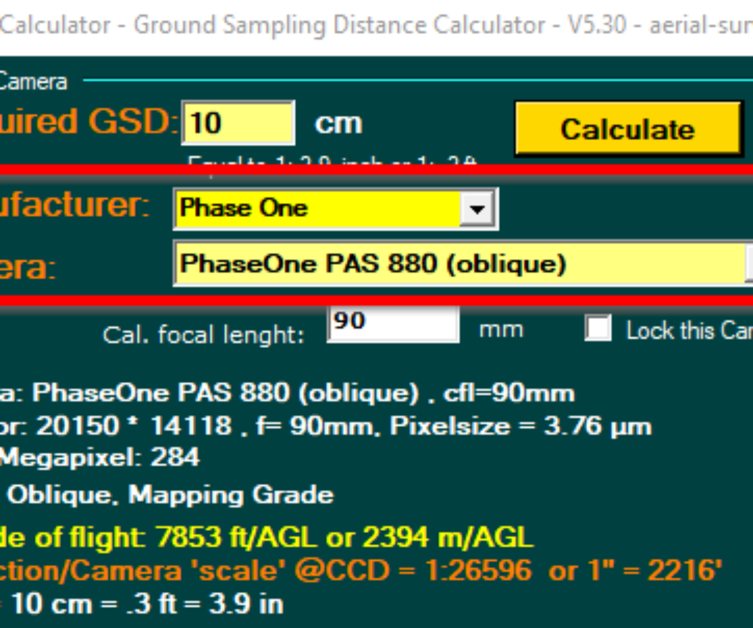 GSD Calculator version 5.30